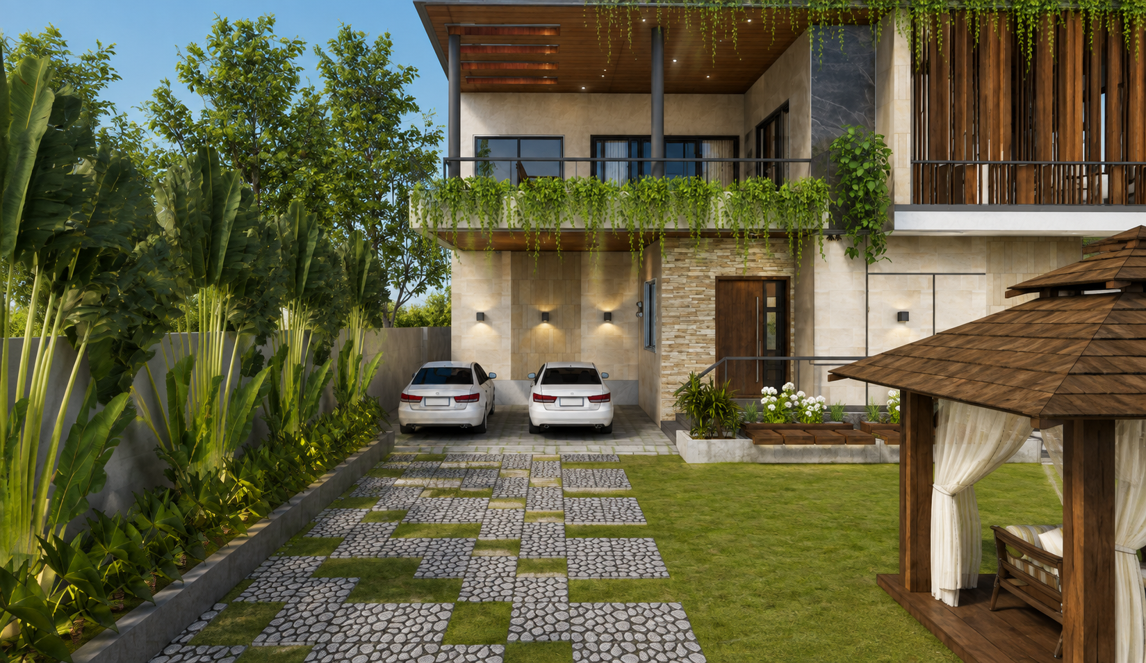 THE PAVILION ESTATE – Entrance Courtyard & Landscape Detail