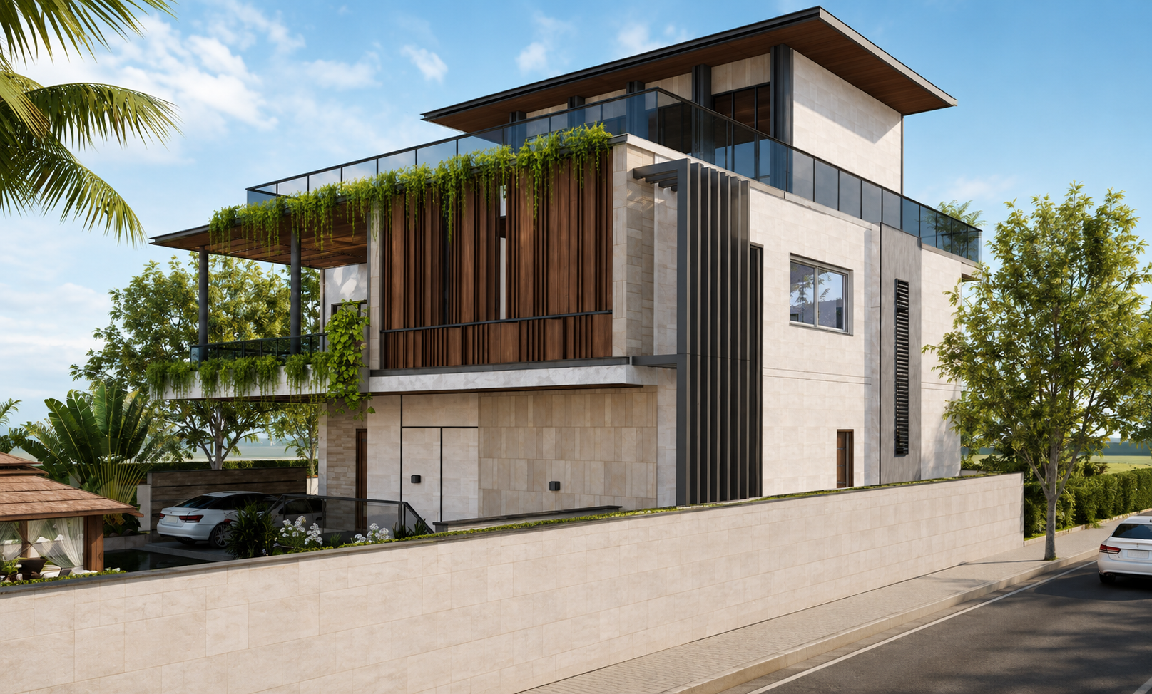 THE PAVILION ESTATE – Twilight Elevation & Architectural Lighting